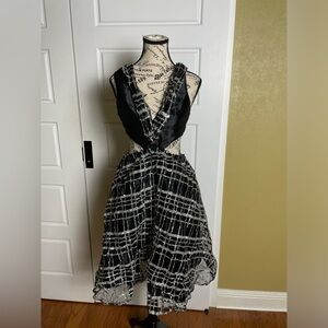 Latiste Cutout Black silver sparkle glitter midi dress